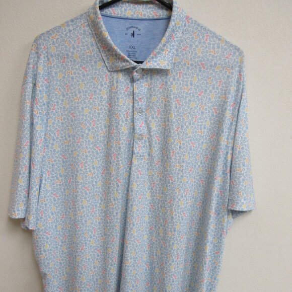 Johnnie-O Multicolor Cocktail Glass Fruit AOP UPF 50 Golf Polo Shirt 2XL - Picture 1 of 5